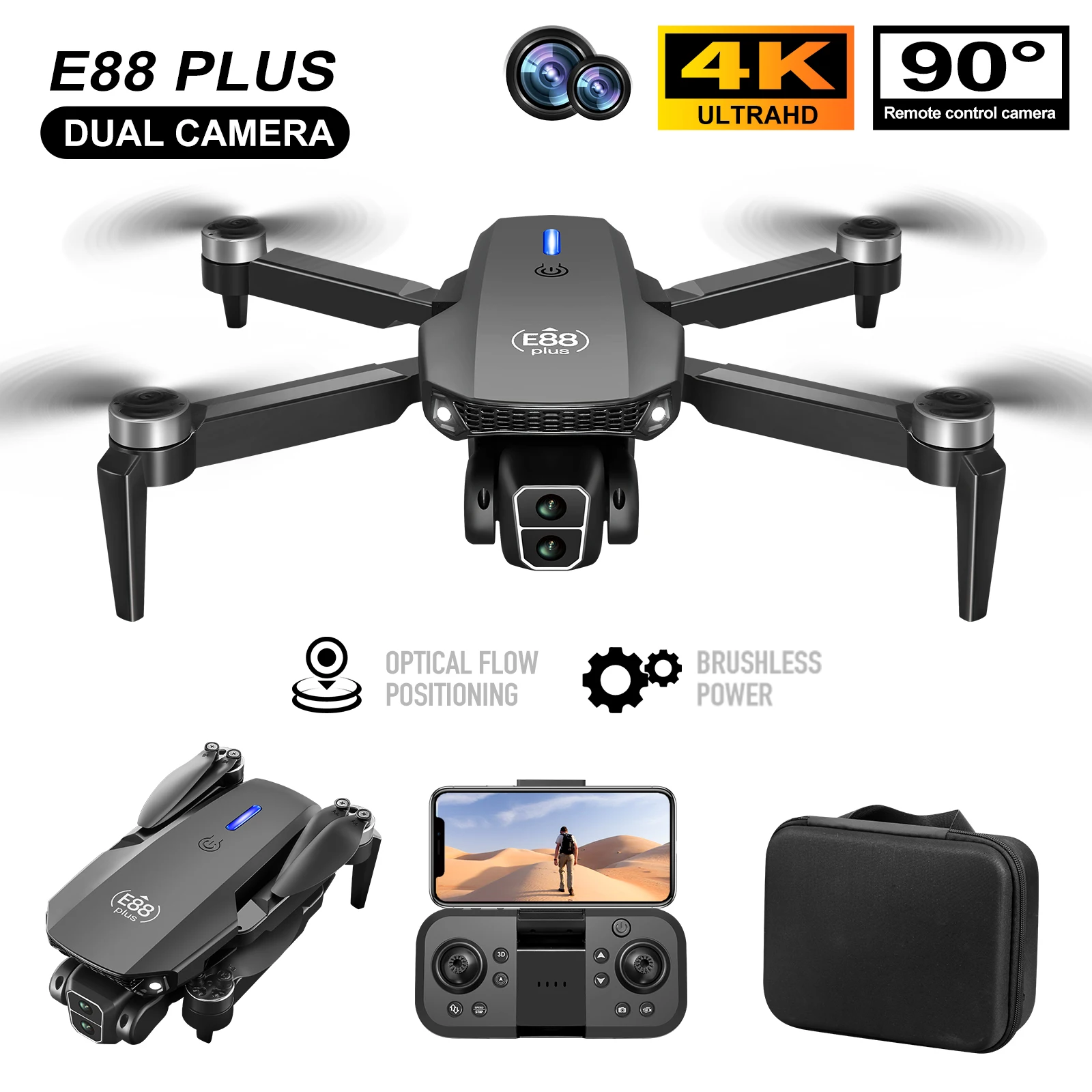 New E88 Plus Quadcopter Drone: - Drone Battery Case recensie en prijs