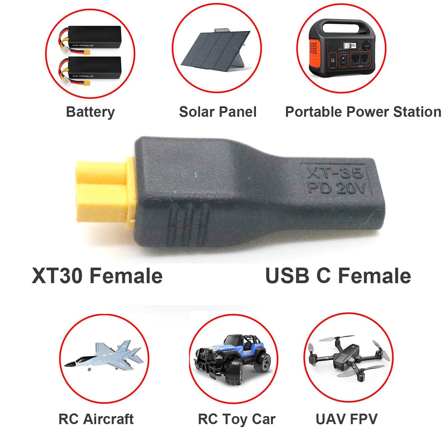 1pc USB Type C Female Input to - Drone Battery Connector recensie en prijs