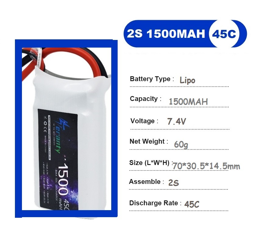 2PCS 7.4V Lipo 2S Battery 1500 - Drone Battery Lipo recensie en prijs