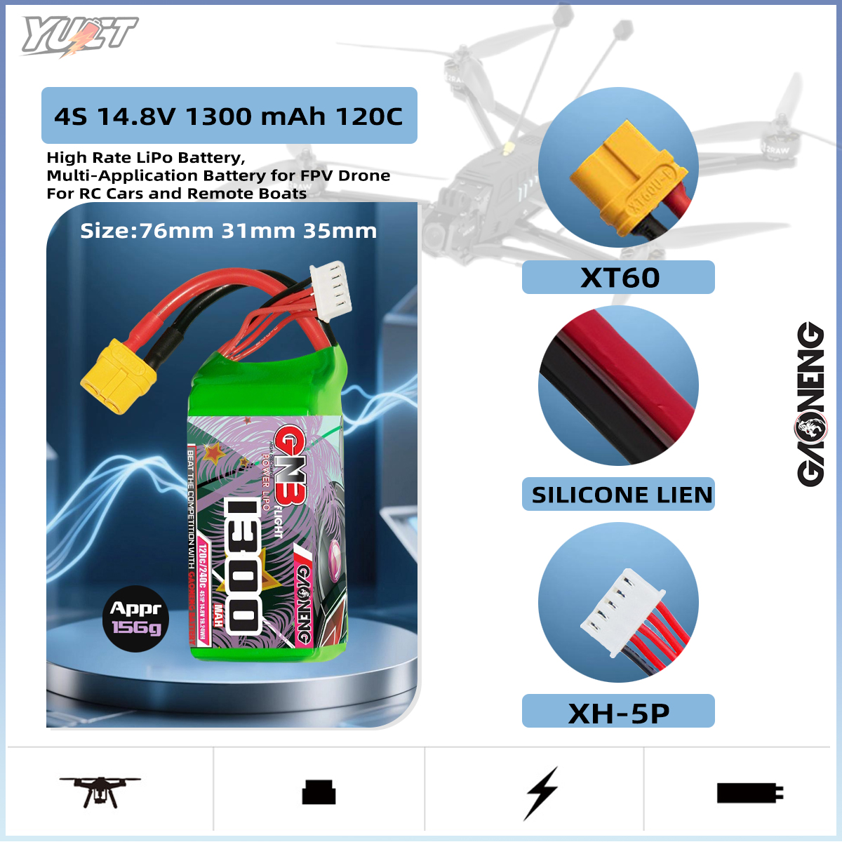 YUCT GNB 6S LiPo Battery 22.2V - Drone Battery 4S recensie en prijs