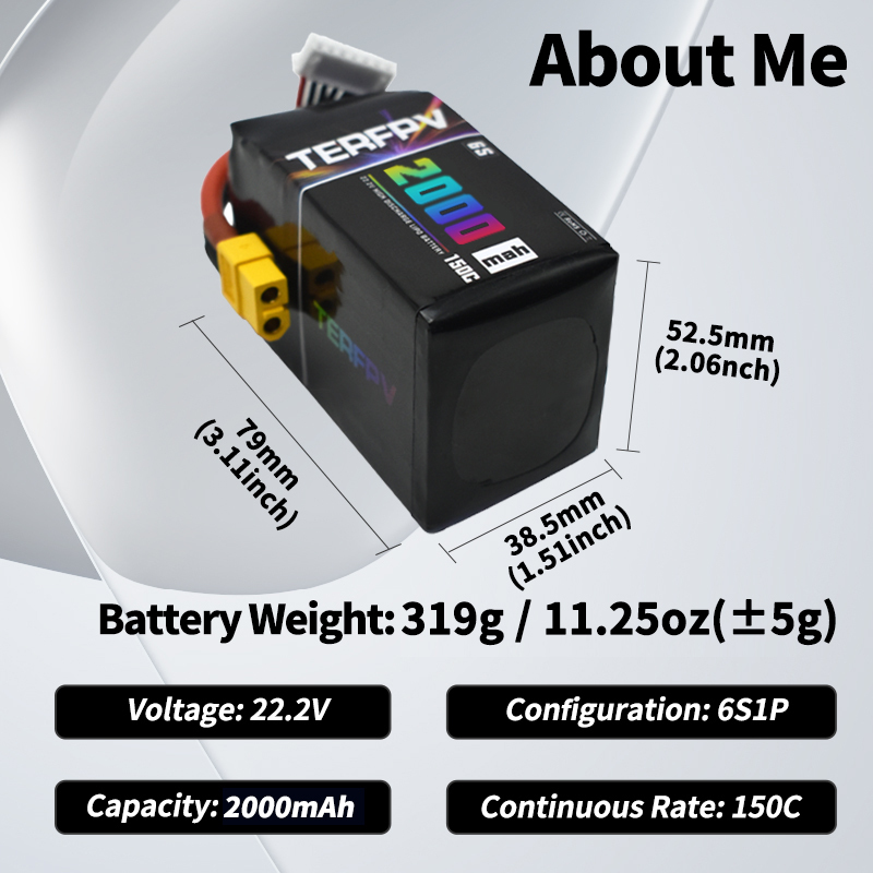 TERFPV 6S 22.2V 2000mAh 150C/3 - Drone Battery Plate recensie en prijs